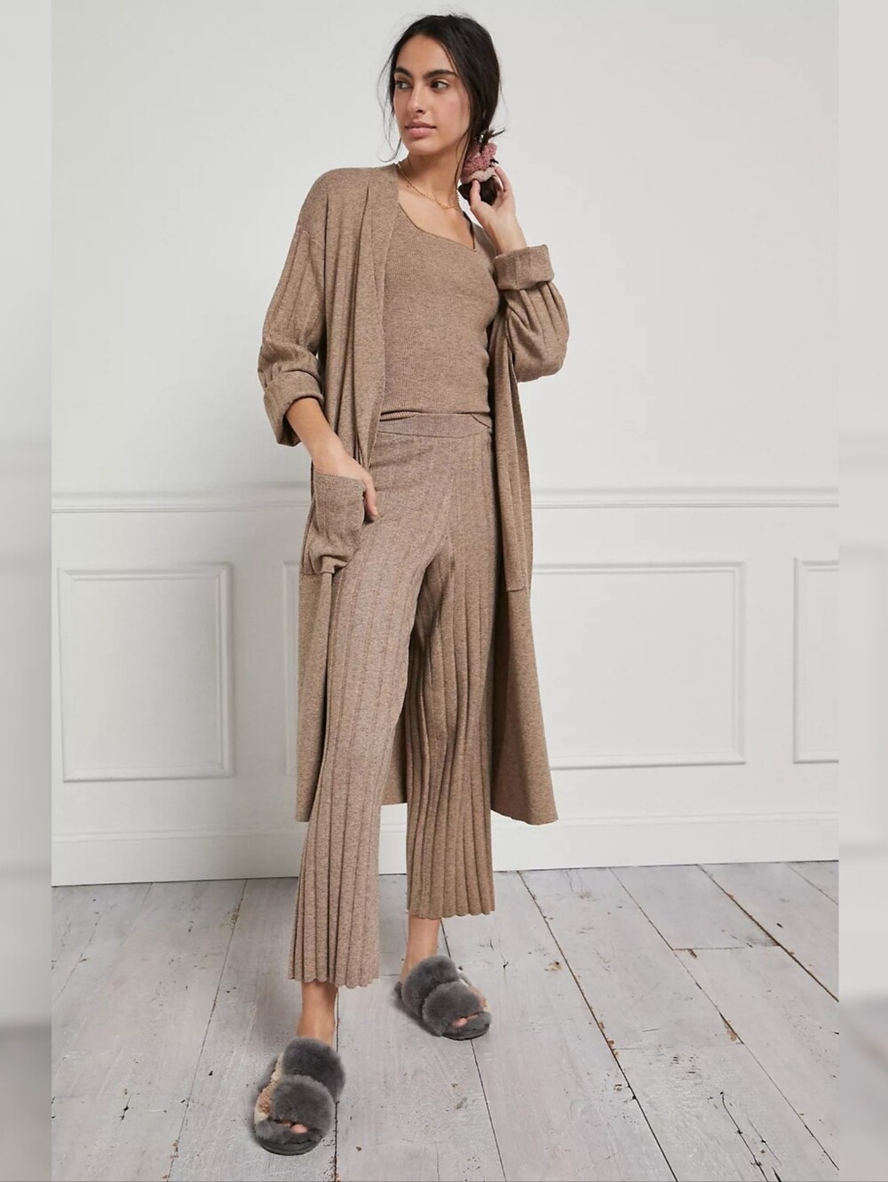 Anthropologie Current Air Ronan Three-Piece Lounge Set Taupe Women's Size 1X